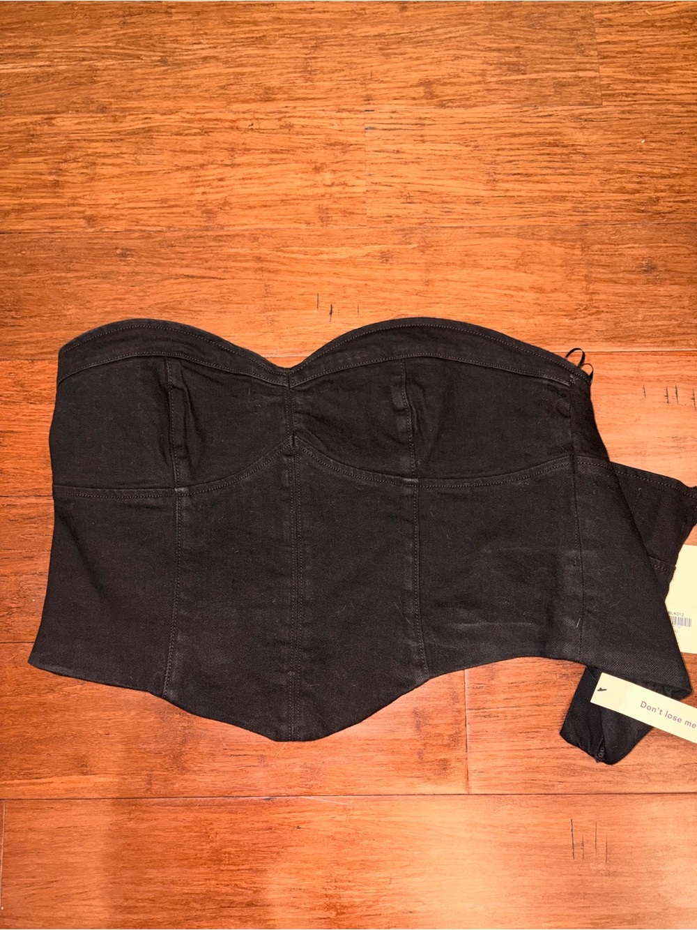 Reformation Black Strapless Corset Crop Top